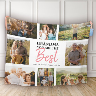 Grandma You are the Best Modern Photo Collage Fleece Blanket