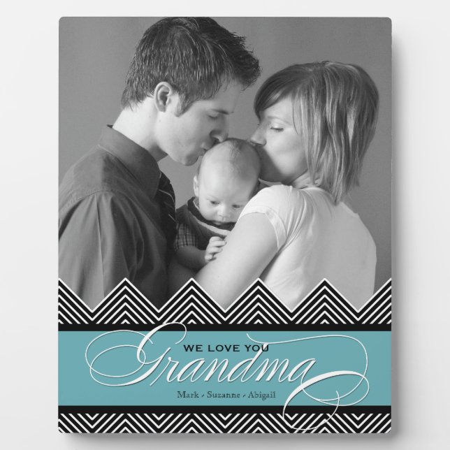 Grandma Zig Zag Chevron Modern Personalised Photo Plaque (Front)