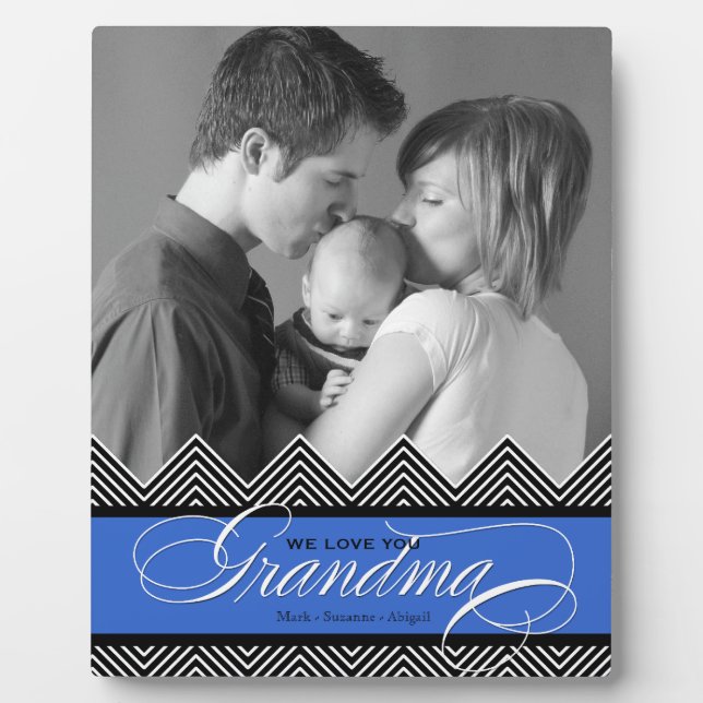 Grandma Zig Zag Chevron Modern Personalised Photo Plaque (Front)