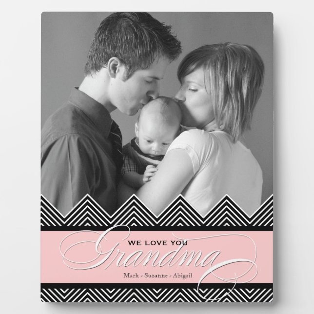 Grandma Zig Zag Chevron Modern Personalised Photo Plaque (Front)
