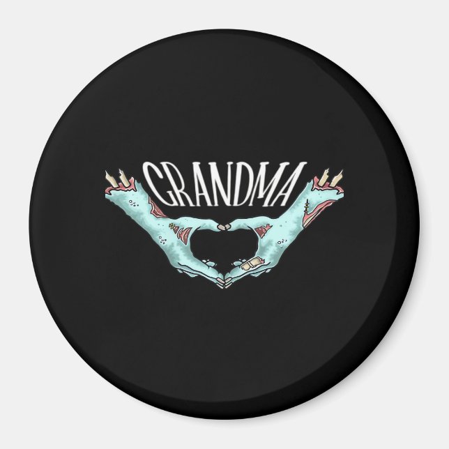 Grandma Zombie Hand Heart Halloween Costume Family Magnet (Front)