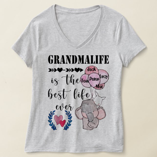 Grandmalife Is The Best Life Personalised Grandma T-Shirt (Laydown)