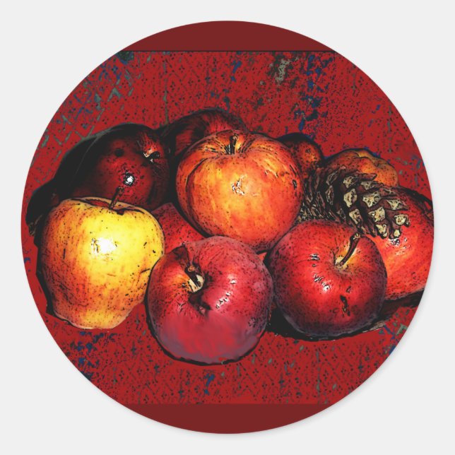 Grandmals Bunches of Apples Sticker- Red Classic Round Sticker (Front)