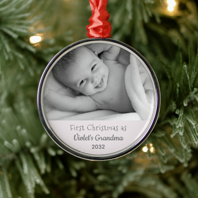 Grandma's 1st Christmas Personalised Name Photo Metal Tree Decoration (Tree)