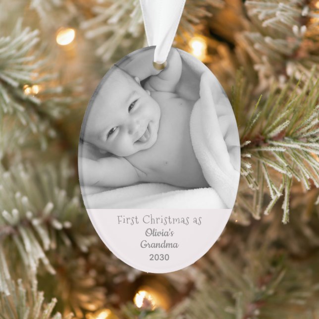 Grandma's 1st Christmas Personalised Photo Name Ornament (Tree)
