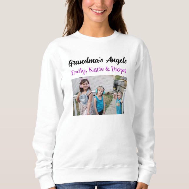 Grandma's Angels | Personalised Photo and Names Sweatshirt (Front)