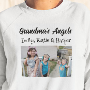 Grandma's Angels   Personalised Photo and Names Sweatshirt