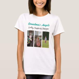 Grandma's Angels   Personalised Photo and Names T-Shirt
