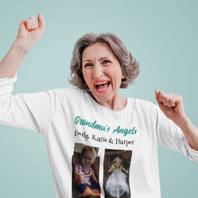 Grandma's Angels | Personalised Photo and Names T-Shirt (Creator Uploaded)