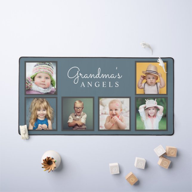 Grandma's Angels Six Photos of Grandchildren Desk Mat (Kids Table)