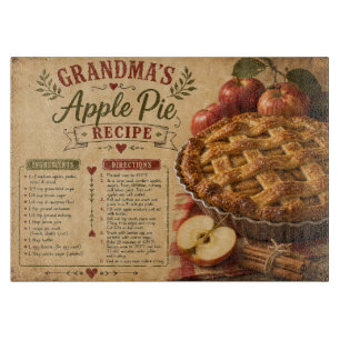 Grandma's Apple Pie Recipe Cutting Board