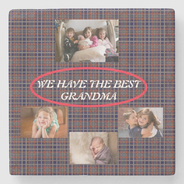 Grandma's Are Like Cookies Plain White Font Photos Stone Coaster (Front)