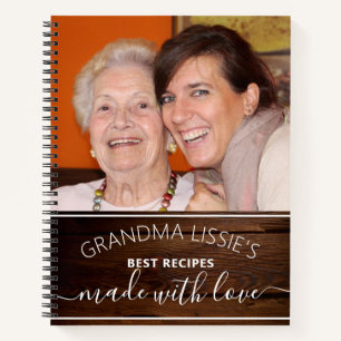 Grandma's Best Recipes Rustic Wood Photo Cookbook Notebook