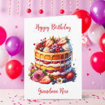 Grandma's Birthday | Sentimental Personalised Card<br><div class="desc">A sweet birthday card for a grandma that can be personalised,  featuring a pretty birthday cake covered in fresh strawberries and blueberries on the front. The inside has a sweet sentimental message with a colouring page too!</div>