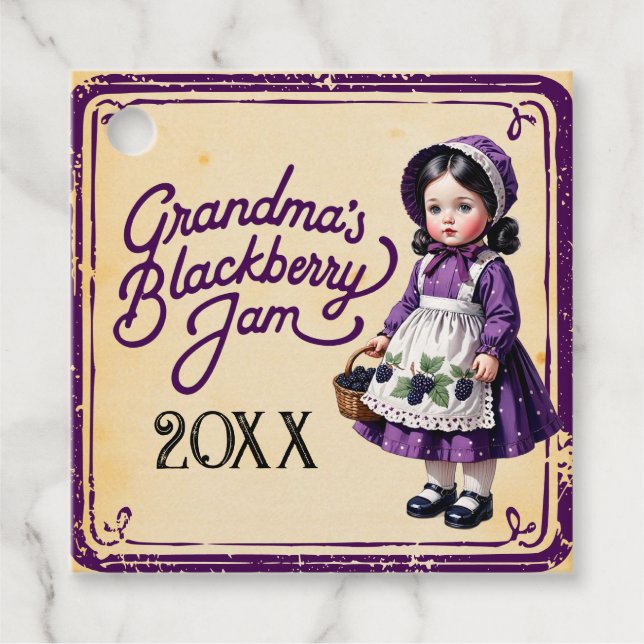 Grandma's Blackberry Jam Vintage Favour Tags (Front)