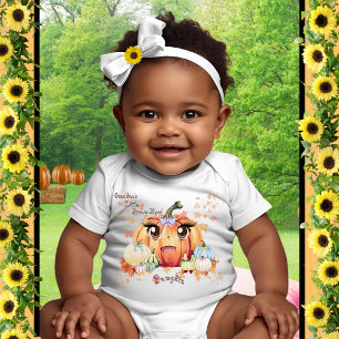 Grandma's Brown-Eyed Pumpkin Smiling Anime Face Baby T-Shirt