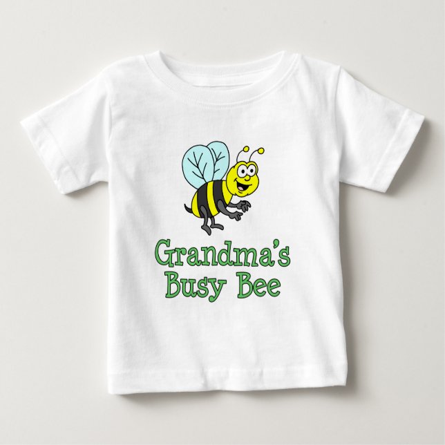 Grandma's Busy Bee Cute Cartoon Baby T-Shirt (Front)