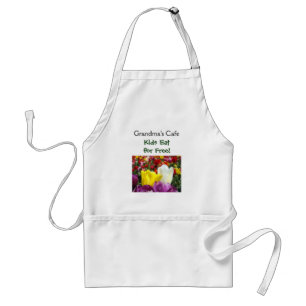 Grandma's Cafe apron Kids Eat for Free Tulips