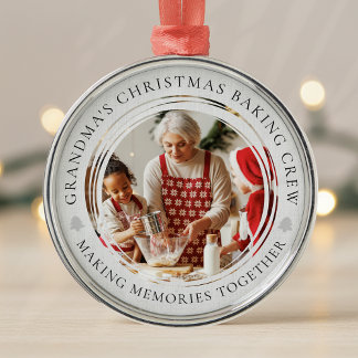 Grandma's Christmas Baking Crew Photo Keepsake Metal Tree Decoration