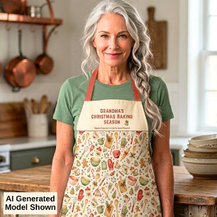 Grandma's Christmas Baking Season Pattern Custom Apron