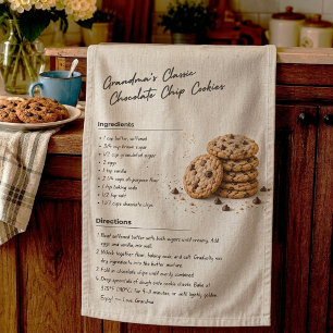 Grandma's Classic Chocolate Chip Cookies Recipe Tea Towel