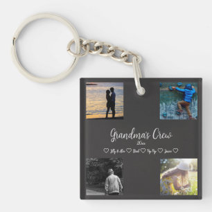 Grandma's Crew Custom 4 Photo Grid Key Ring