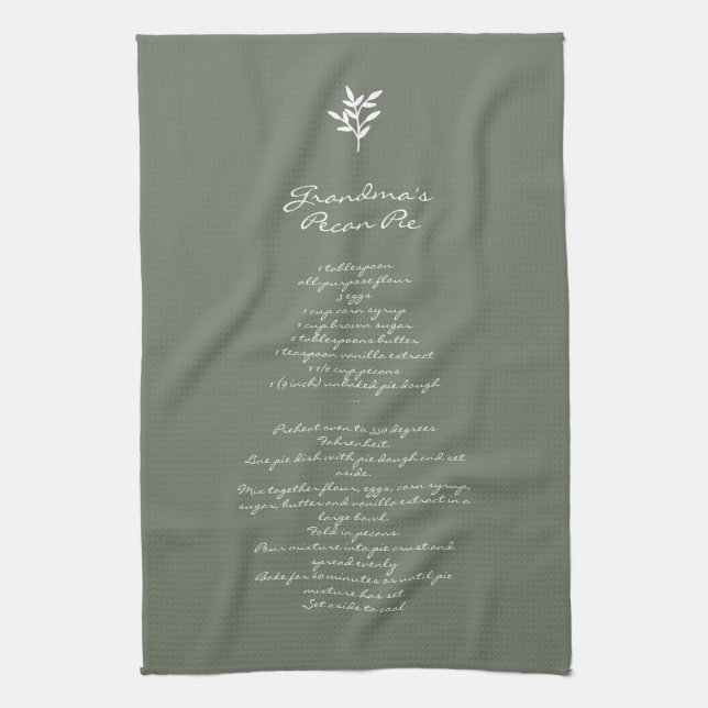 Grandma's Family Recipe Keepsake Custom Text Tea Towel (Vertical)