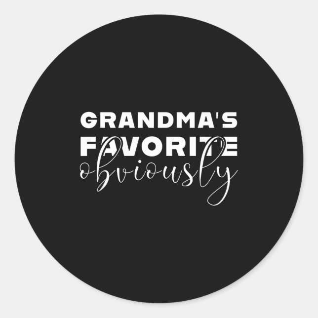 Grandma's Favorite T, Grandson Or Granddaughter  Classic Round Sticker (Front)