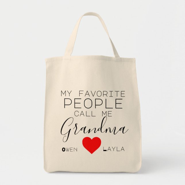 Grandma's favourite Tote (personalised with names) Bag (Front)