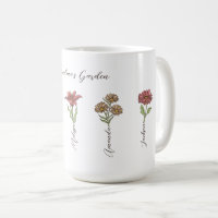 Grandma's Flower Garden 5 Grandkids Name Floral