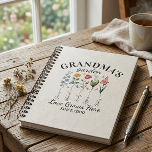 Grandma's Garden Birth Flowers Love Grows Here Notebook