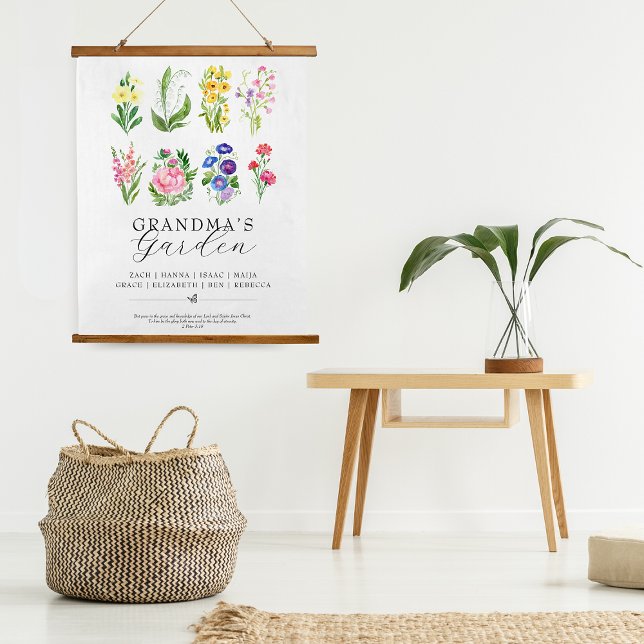 Grandma's Garden Birth Month Flowers Keepsake  Hanging Tapestry (Grandma's Garden Birth Month Flowers Keepsake Hanging Tapestry)