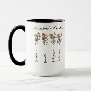 Grandma's Garden Custom 4 Names Floral for Mum Mug