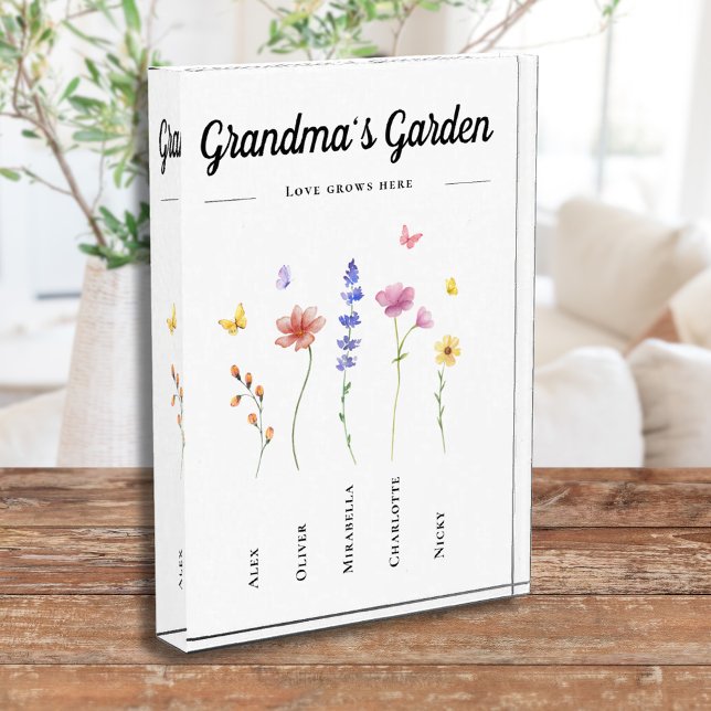 Grandma's Garden floral 5 grandkids Photo Block (Creator Uploaded)