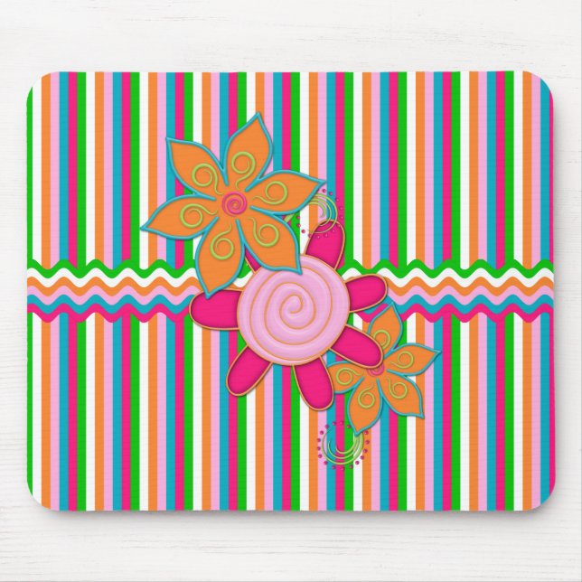 Grandmas Garden Stripes Mousepad (Front)