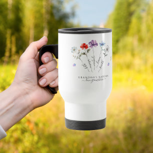 Grandma's garden with grandkids names Watercolor Travel Mug