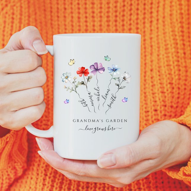 Grandma's garden with grandkids names wildflowers coffee mug (Creator Uploaded)