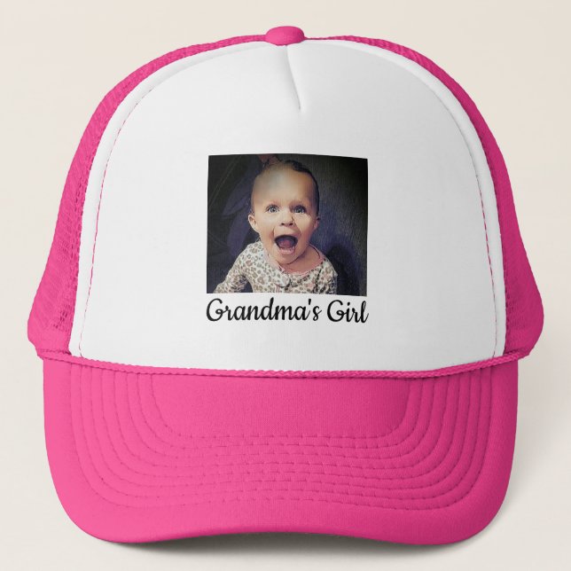 Grandma's Girl Custom Photo Trucker Hat (Front)