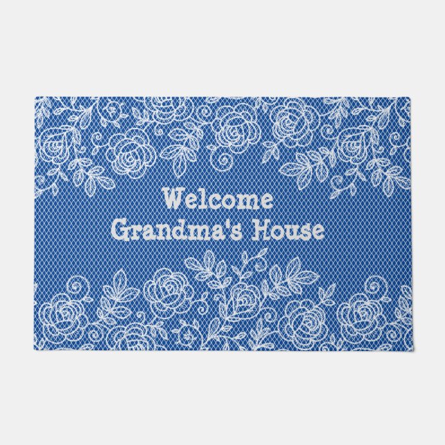 Grandmas House Lace Personalise Doormat (Front)