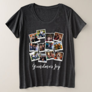 Grandma's Joy Photo Frame Collage Modern Trendy Plus Size T-Shirt