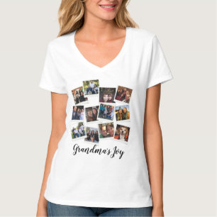 Grandma's Joy Photo Frame Collage Modern Trendy T-Shirt
