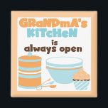 Grandma's Kitchen Always Open T-shirts and Gifts Magnet<br><div class="desc">Our Grandma's Kitchen Always Open T-shirts,  aprons,  magnets,  cards,  stickers,  and other items make great gifts for the grandma who loves cooking and baking! Let her know you appreciate her with one of these cute and colourful Grandma's Kitchen items!</div>