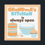 Grandma's Kitchen Always Open T-shirts and Gifts Magnet<br><div class="desc">Our Grandma's Kitchen Always Open T-shirts,  aprons,  magnets,  cards,  stickers,  and other items make great gifts for the grandma who loves cooking and baking! Let her know you appreciate her with one of these cute and colourful Grandma's Kitchen items!</div>