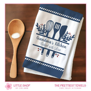 Grandmas Kitchen Baked with Love Customisable Tea Towel