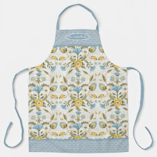 Grandmas Kitchen Blue and Yellow Vintage Floral Apron