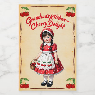 Grandma's Kitchen Cherry Delight Vintage Food Label
