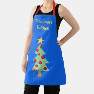 Grandma's Kitchen Christmas Tree Blue Apron