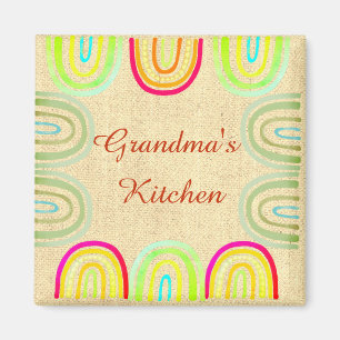 Grandma's Kitchen Folk Rainbow Pattern Magnet