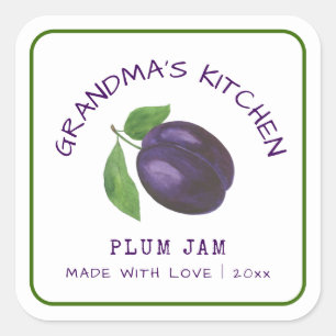 Grandma's Kitchen Made with Love Plum Jam Classic Square Sticker
