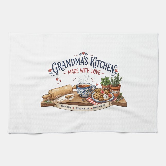 Grandma's Kitchen Made With Love Tea Towel (Horizontal)